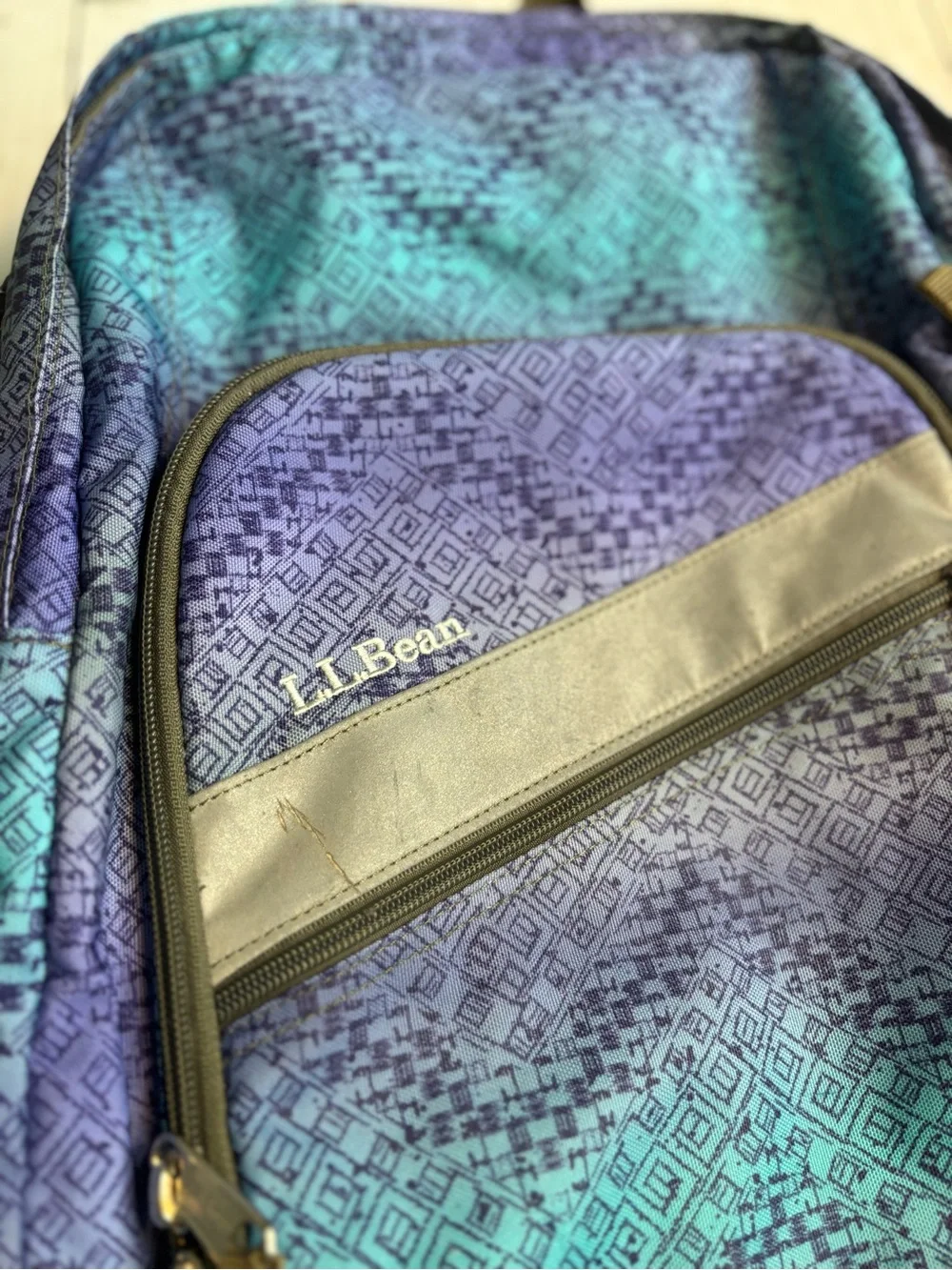 L.L. Bean Blue & Teal Geometric Backpack